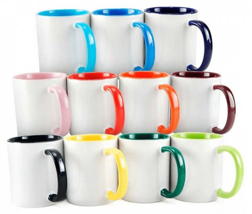 Caneca Porcelana alça e Fundo Colorido