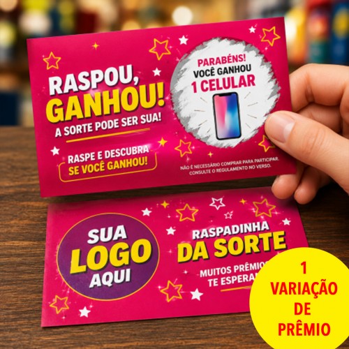 Raspadinha Personalizada 9x5cm Couchê 250g 1 Prêmio