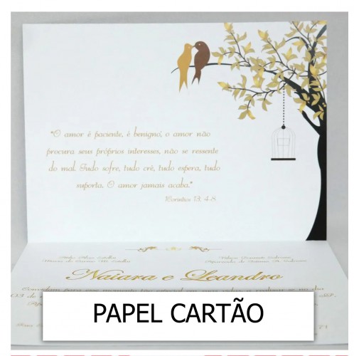 Convite em Papel Diplomata Opaline (Papel cartão)