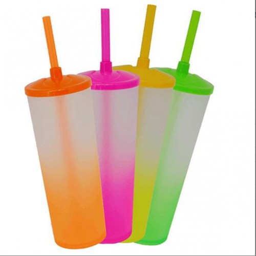 Copo Long Drink com canudo Degradê jateado